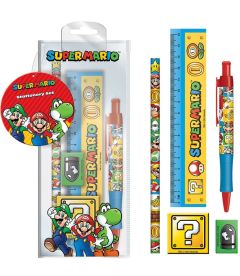 Super Mario - Set Da Scrivania (Penna, Matita, Righello, Gomma, Temperino)