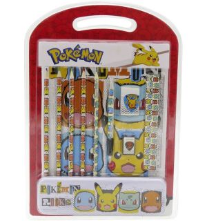 Pokemon - Set Da Scrittura (Astuccio, Penna, 5 Pastelli, Gomma, Temperino, Righello)