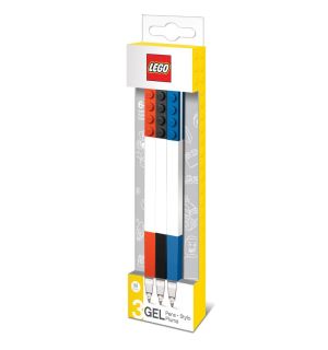 Lego - Penne Gel (Nero, Rosso, Blu, 3 pz)