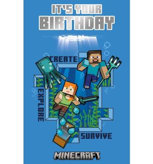 Minecraft It's Your Birthday Biglietti auguri